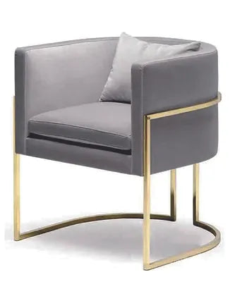 Estructura Sitial MF-87, 53 cms Fondo ,65 cms Ancho ,55 cms Alto-Estructura de sofá de estilo moderno y minimalista, diseñada para un asiento individual. La estructura está fabricada con acero inoxidable tubular de acero, y presenta un acabado dorado brillante que le confiere un aspecto lujoso y elegante.-Estructura-La Tapicería