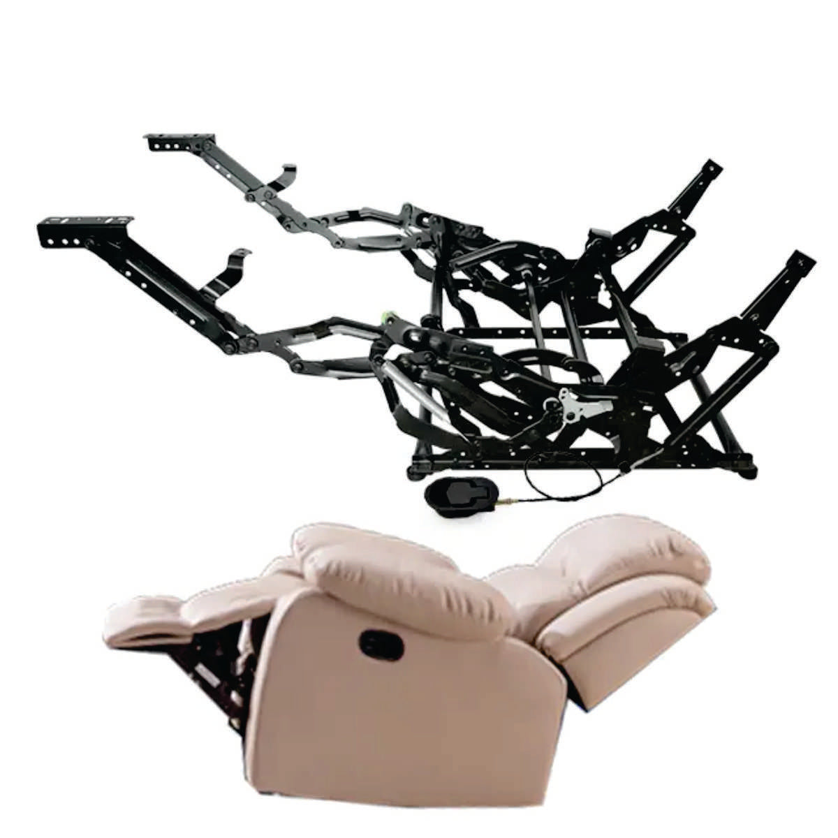 Mecanismo reclinable manual R4302, 56,5 cms ancho-Mecanismo Reclinable Manual 4302: Practicidad y Confort en un Solo Movimiento Mejora la funcionalidad de tus muebles con el mecanismo reclinable manual modelo 4302. Su diseño ergonómico y robusto lo convierte en la opción ideal para sofás y sillones que buscan ofrecer comodidad sin complicaciones. Operación sencilla: Reclinación manual con un movimiento suave y preciso. Diseño compacto: Ideal para optimizar el espacio dentro del mueble. Construcción resisten