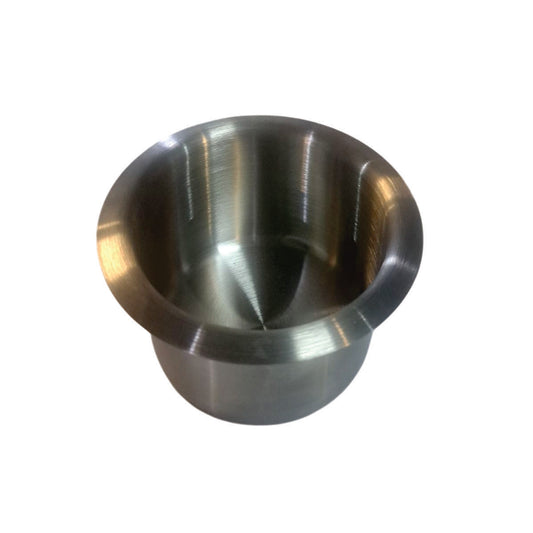 Posavaso CUPA, Ac. Inoxidable, 107mm diam. X 54 mm., und.-Los posavasos se embuten en los brazos de los muebles son herrajes diseñados para proporcionar un soporte estable y seguro para bebidas y otros objetos pequeños. Se instalan dentro de la estructura del brazo del mueble, creando una superficie plana y resistente para colocar vasos, tazas, controles remotos o teléfonos móviles.-1 unidad-Accesorios-La Tapicería