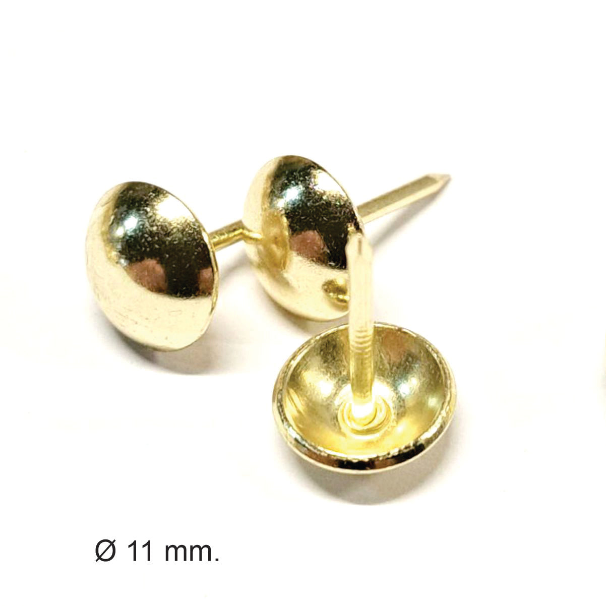 Clavo Tapicero Y011, 11 mm. , 500 unds.-TACHAS-Clavos Tapiceros Decorativos Dale un toque único y elegante a tus muebles con nuestros clavos tapiceros. Disponibles en una amplia variedad de modelos y colores, estos clavos combinan funcionalidad y estilo, perfectos para resaltar detalles en sofás, sillas, cabeceros y más. Fabricados con materiales de alta calidad, garantizan durabilidad y un acabado profesional. Elige entre diseños clásicos, modernos o vintage para personalizar cada proyecto con precisión y
