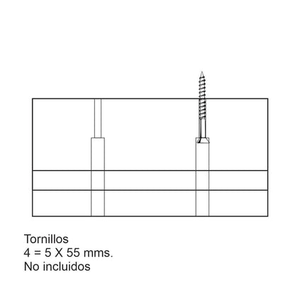 Pata madera B007, 4 Alt., 19 Larg., 19 Anc.