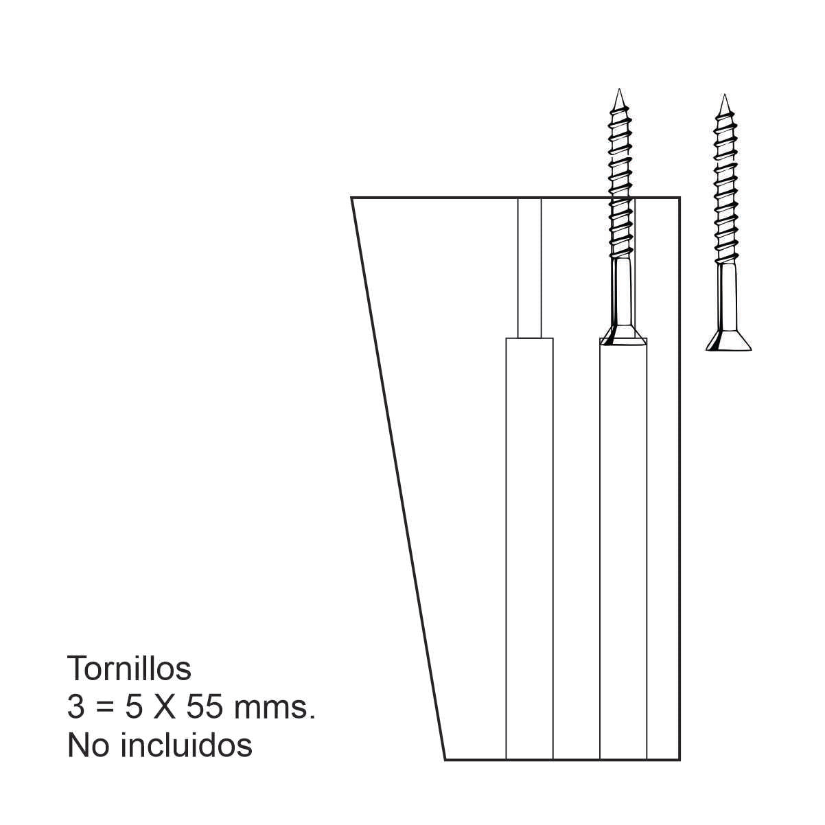 Pata madera EV01, 12 Alt., 7 Larg., 7 Anc.