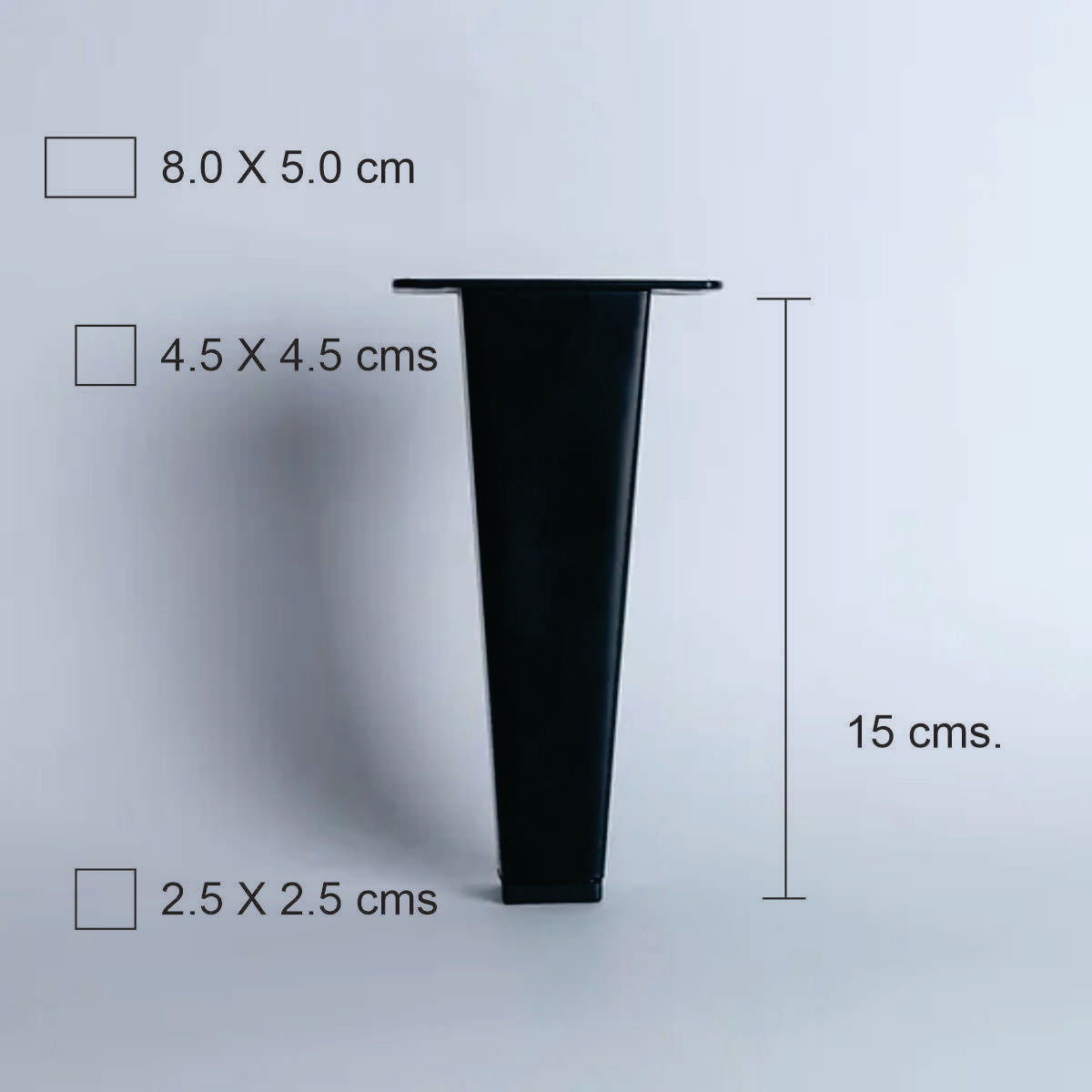 Pata metálica F-045, 15 Alto-PATA METALICA-Estas patas están diseñadas para combinar funcionalidad y estilo, ofreciendo soporte sólido y un diseño adaptable a diversos tipos de muebles. Su estructura permite un montaje sencillo y aporta un acabado elegante que se integra perfectamente en cualquier ambiente decorativo. Disponemos de una variedad de formas, alturas y estilos para ajustarse a tus necesidades y preferencias.-1 unidad-PATAS-La Tapicería