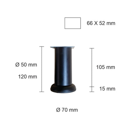 Pata metálica MI-004, Ø 5 X 12 cms. Alto
