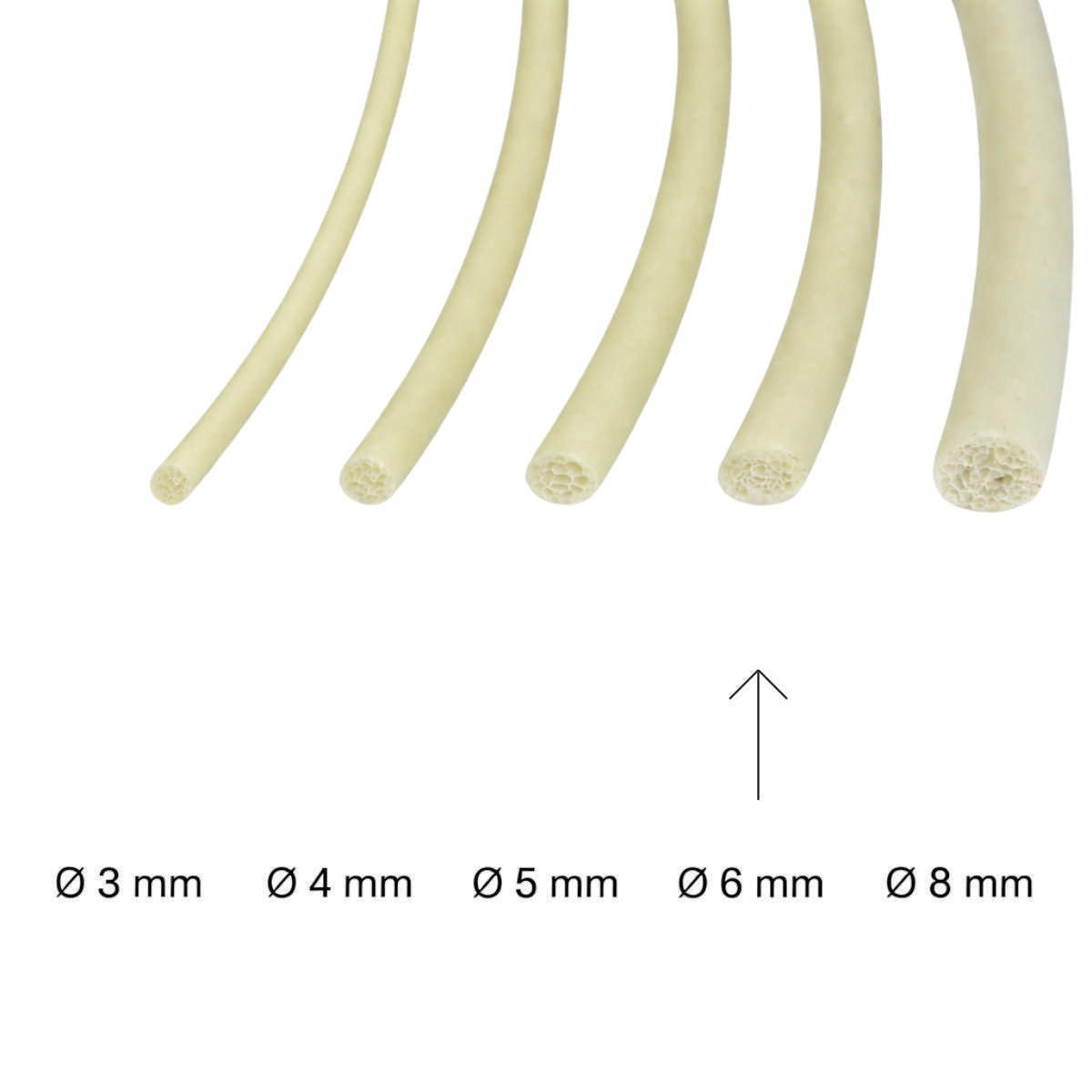 Vivo espuma FF0206   Ø 6 mm, Rollo 400 m.