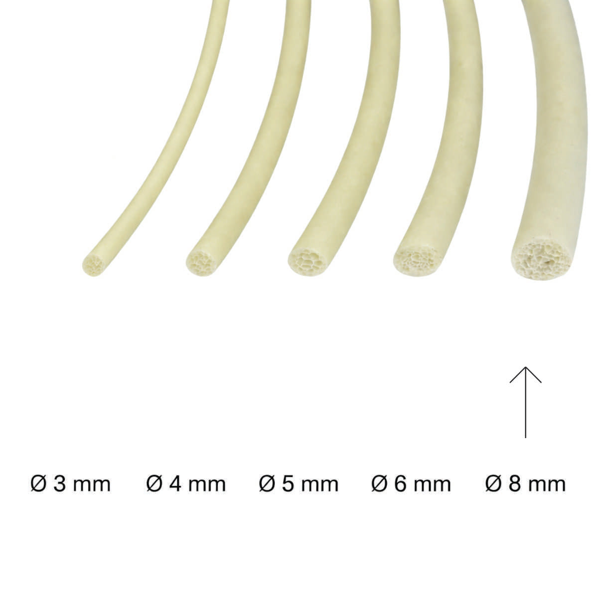 Vivo espuma FF0208   Ø 8 mm, Rollo 200 m.