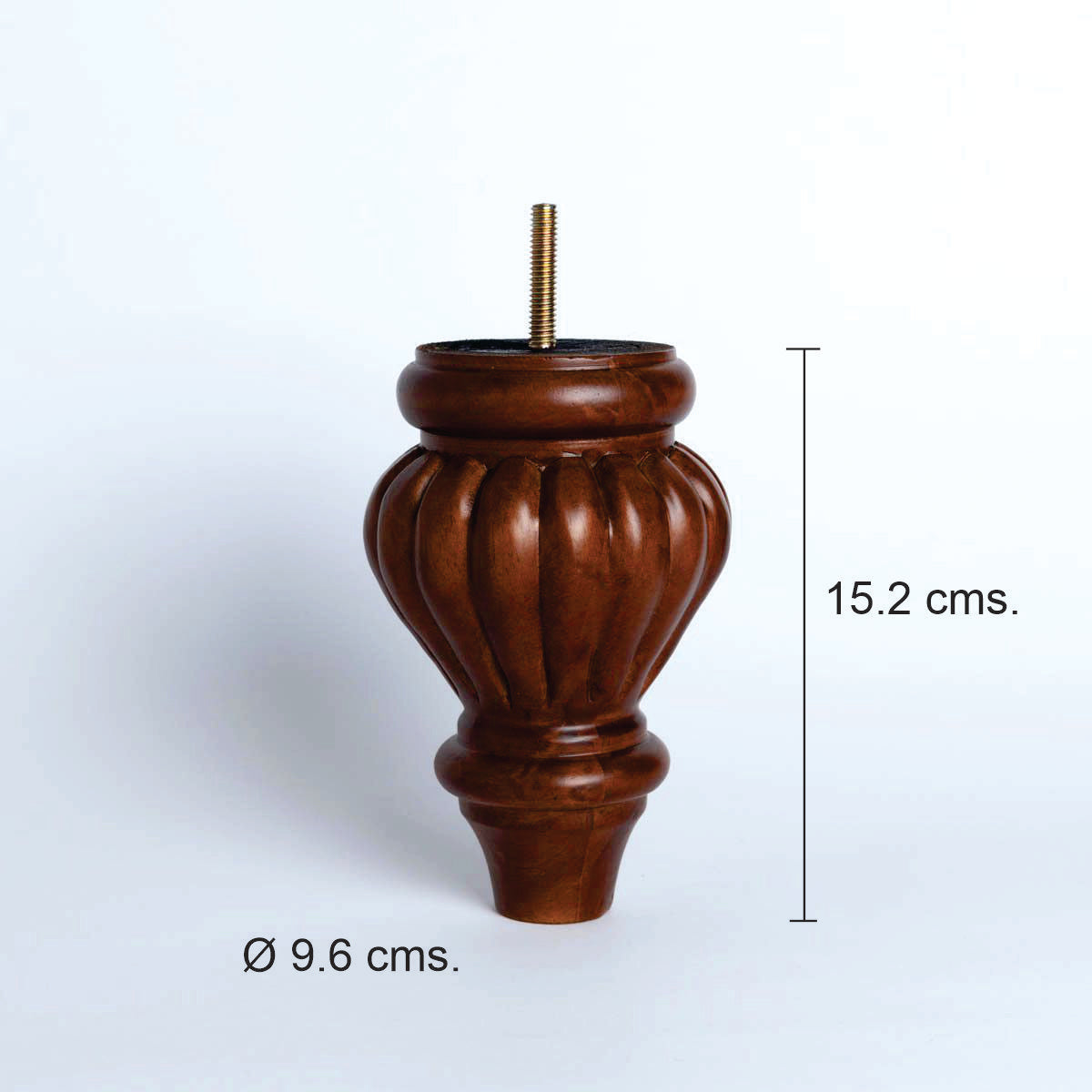 Pata madera A067, 15,2 Alt., 9,6 Diam may, 3,5 Diam men.-PATA MADERA-EF A067 O-La Tapicería