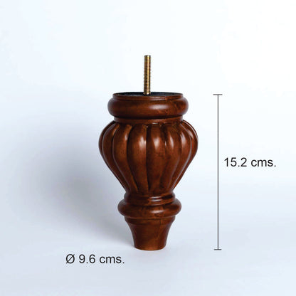 Pata madera A067, 15,2 Alt., 9,6 Diam may, 3,5 Diam men.-PATA MADERA-EF A067 O-La Tapicería