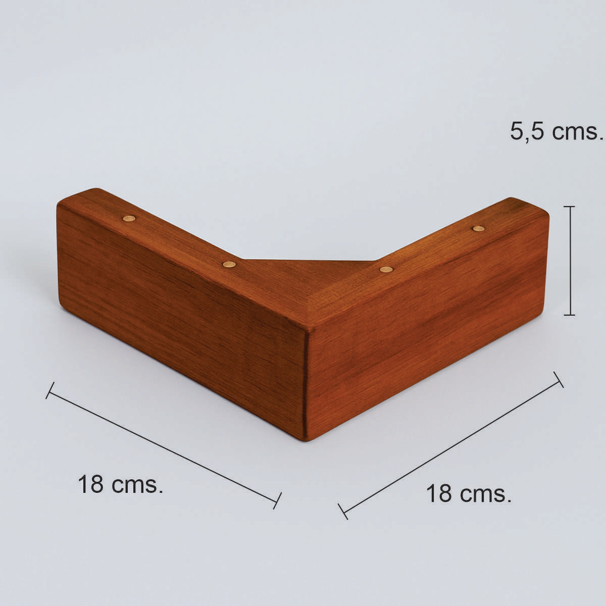 Pata madera B007, 5,5 Alt., 18 Larg., 18 Anc.-PATA MADERA-EF B007 H55 O-La Tapicería