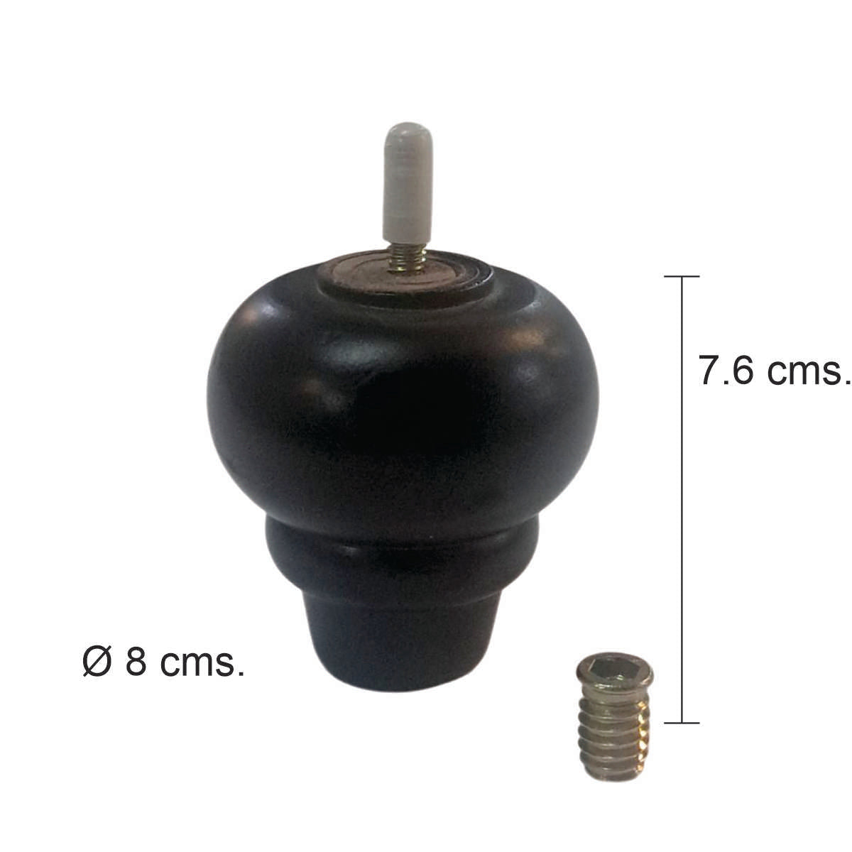 Pata madera LS01, 8 Alt., 7,6 Diam may, 3,5 Diam men.-PATA MADERA-EF LS01 E H80-La Tapicería