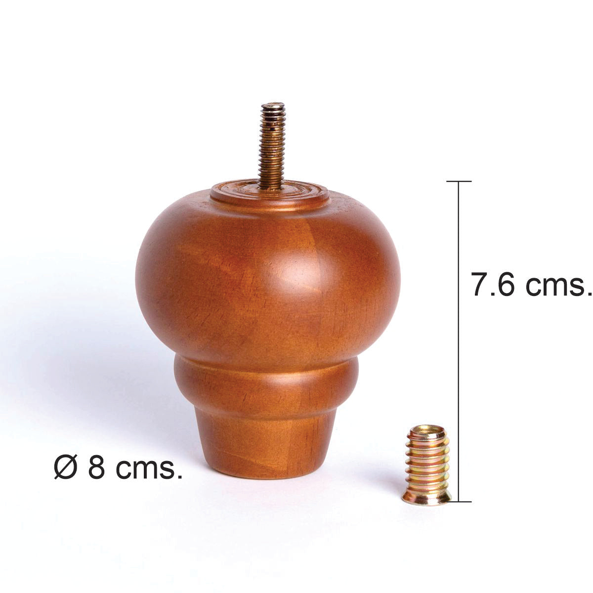 Pata madera LS01, 8 Alt., 7,6 Diam may, 3,5 Diam men.-PATA MADERA-EF LS01 O H80-La Tapicería