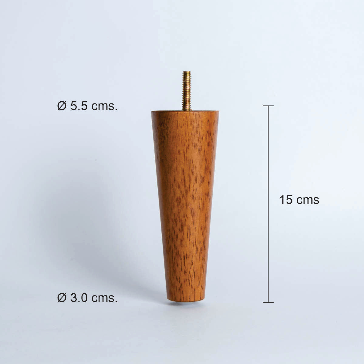 Pata madera TL1015, 15 Alt., 5,5 Diam may, 3 Diam men.-PATA MADERA-EF TL1015 D55 O-La Tapicería