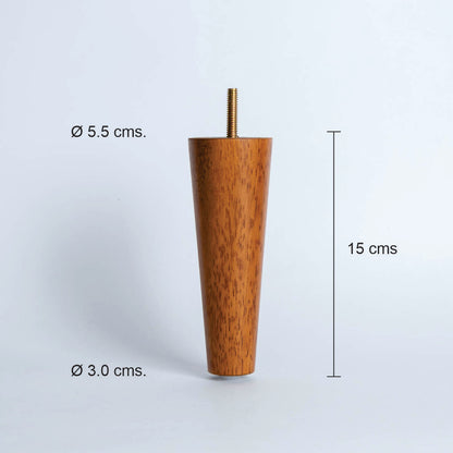 Pata madera TL1015, 15 Alt., 5,5 Diam may, 3 Diam men.-PATA MADERA-EF TL1015 D55 O-La Tapicería
