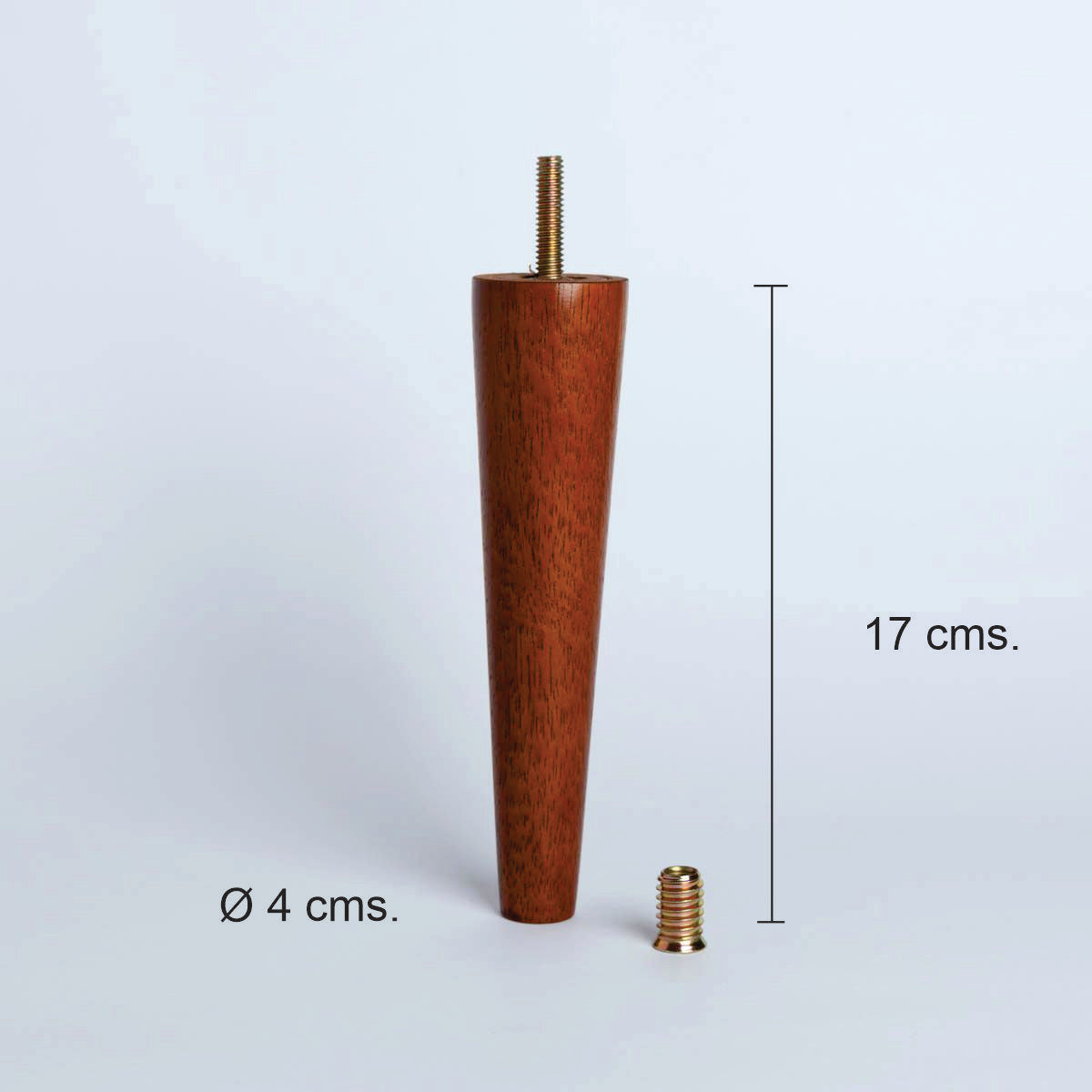 Pata madera TL1017, 17 Alt., 4 Diam may, 2 Diam men.-PATA MADERA-EF TL1017 O-La Tapicería