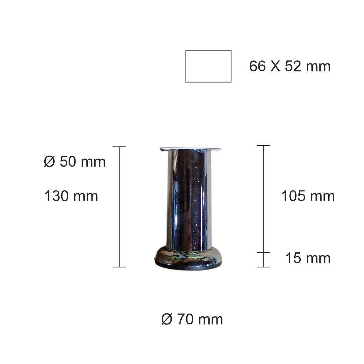 Pata metálica MI-004, Ø 5 X 12 cms. Alto-PATA METALICA-MQ MI-004 12-La Tapicería