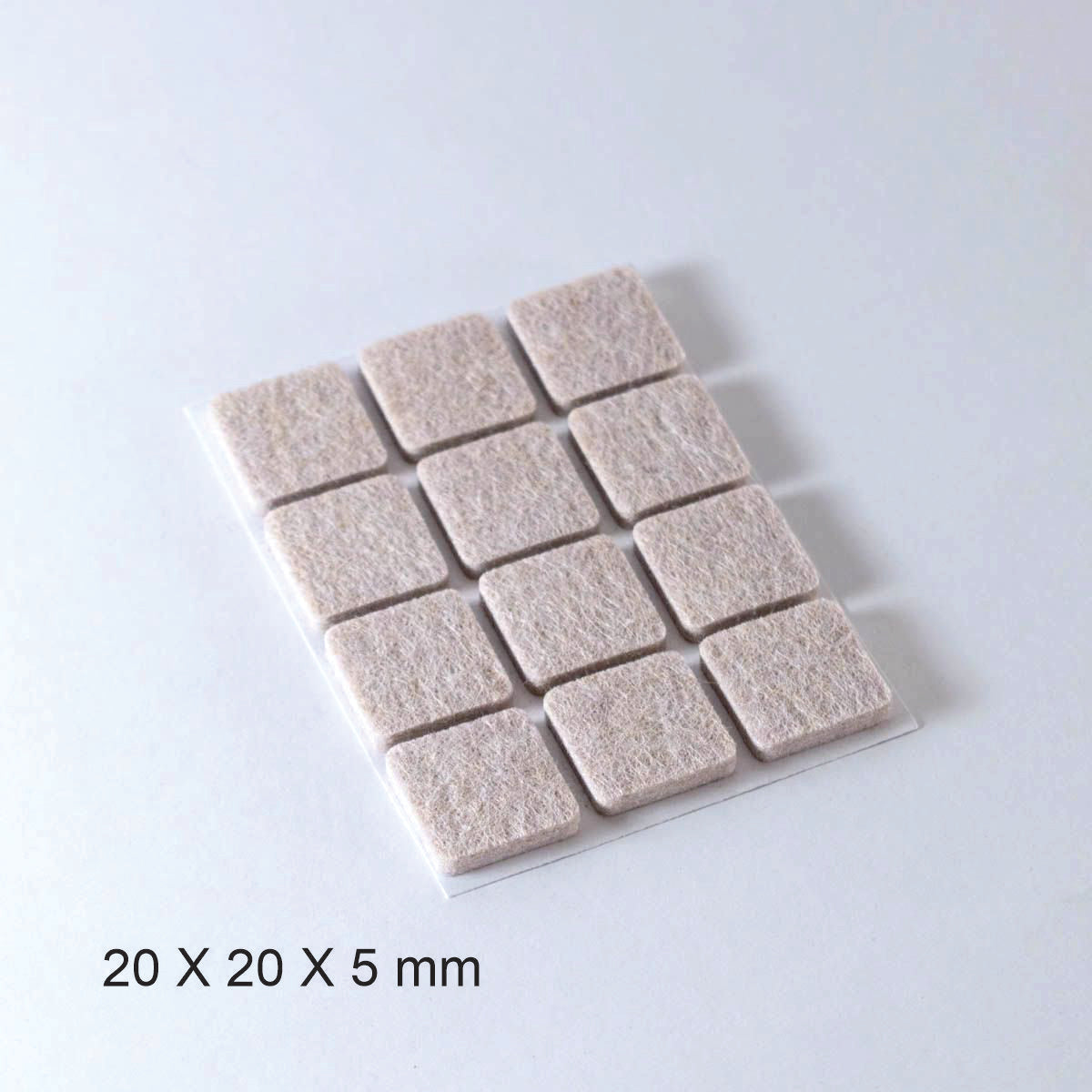 Tapilla Fieltro, 20 X 20 X 5 mm Beige. 12 X hoja, 20 unds.-WZ 20216-La Tapicería