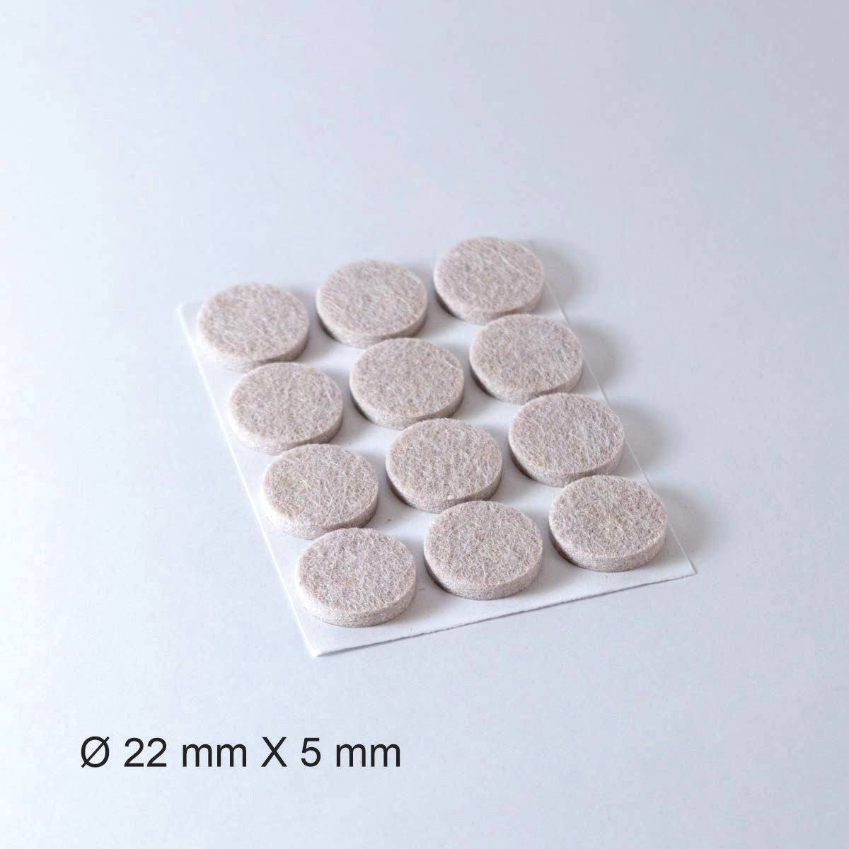 Tapilla Fieltro, Ø 22 X 5 mm Beige. 12 X hoja, 20 unds.-WZ 20211-La Tapicería