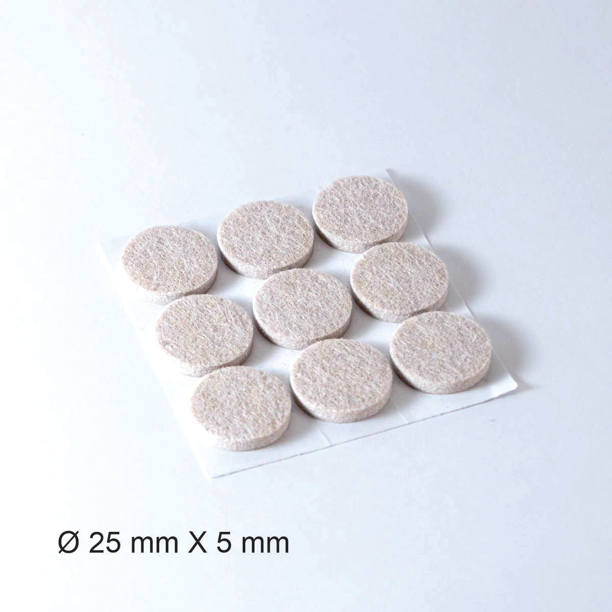 Tapilla Fieltro, Ø 25 X 5 mm Beige. 9 X hoja, 20 unds.-WZ 20212-La Tapicería