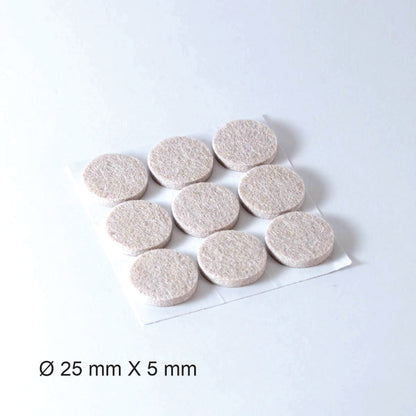 Tapilla Fieltro, Ø 25 X 5 mm Beige. 9 X hoja, 20 unds.-WZ 20212-La Tapicería